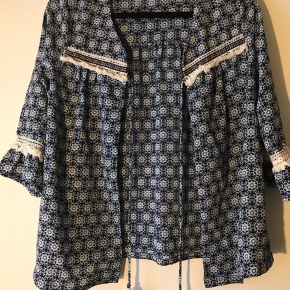 Navy and cream cardigan with frill details!!! - Picture 2 of 6